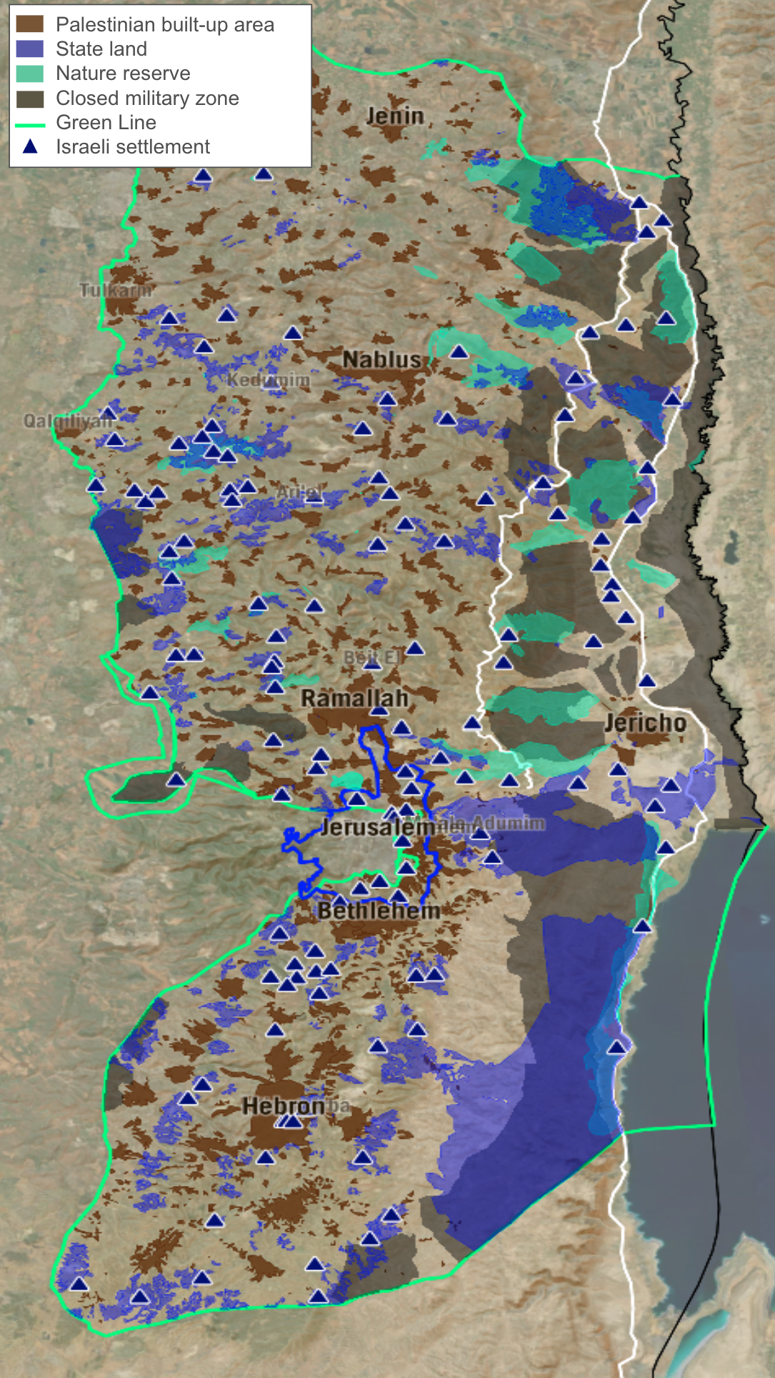 West Bank state land declarations 1979-1992